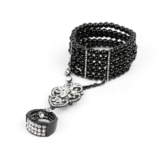 Bracelet vintage Halloween avec perles extensibles et strass chic