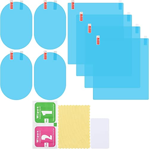 Car Accessories Rearview Mirror Film Rainproof Waterproof Mirror Film Anti Fog Clear Nano Coating Car Film for Car Rear View Mirrors Side Windows (4 Oval+4 Rectangular)