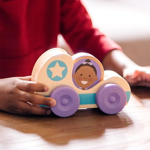 Image of Melissa & Doug GO Tots Wooden Star Cars (2 Cars, 2 Disks) Stacking Toys for Infants, Hand Push Vehicles, Wooden Car Toys for Toddlers Ages 1+ - FSC-Certified
