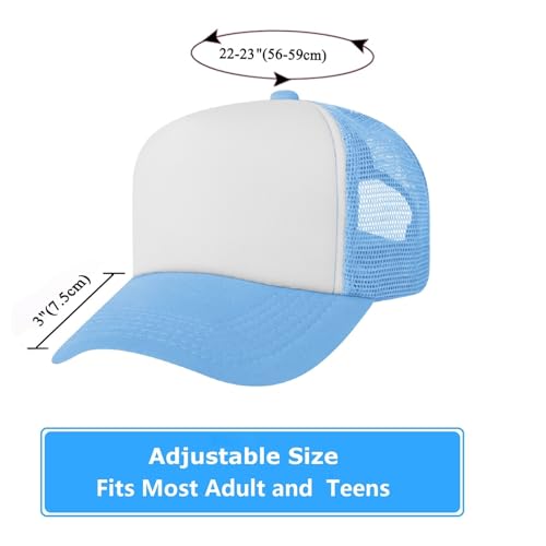 Image of TopTie Blank 5 Panel Trucker Hat Foam Front Mesh Back 2 Tone Trucker Snapback Hat
