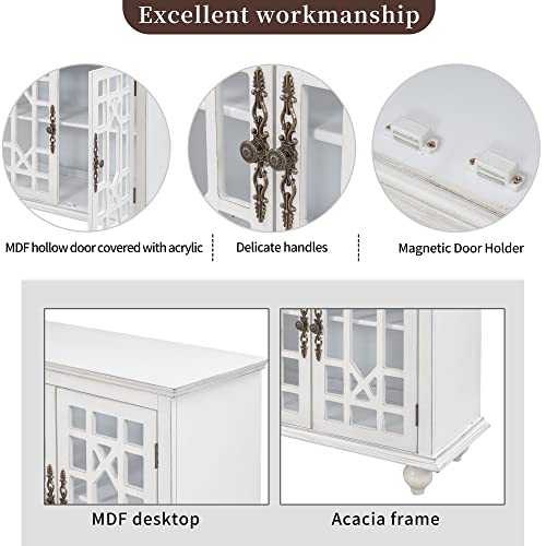 Console Table Sofa Table For Entryway 64'' Wood Sofa Table With 4 Doors, Adjustable Shelves For Hallway Living Room #TOP5