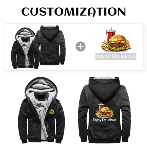 Custom Mens Hoodies Zip Up Sherpa Lined Fleece Heavyweight Sweatshirt Winter Warm Jacket Add Your Logo Text2