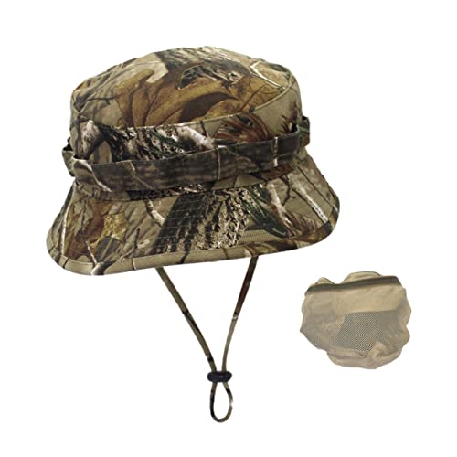 Kisangel Outdoor Sports Hat Camouflage Bucket Hat Chin Strap Soft and Comfortable Sun Protection for Hunting Fishing Hiking (Pattern)