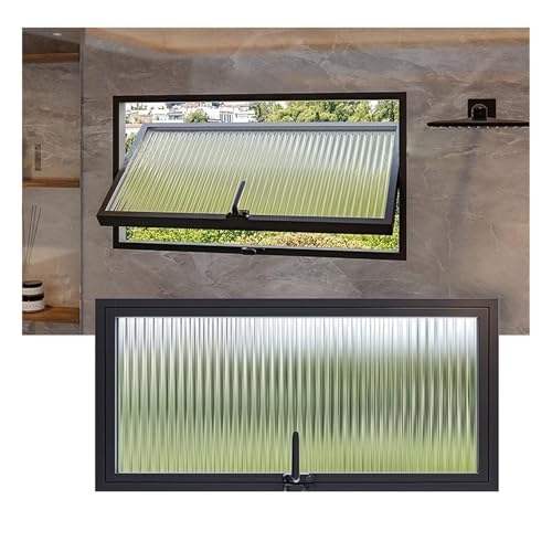 Ventana Ventana De Vidrio De Privacidad Giratoria De 360 ​​° Con Tira De Sellado Y Manija, L 60 70 80 90 100 CM Ventana De Cobertizo Rectangular Para Iluminación Y Ventilación(Black,60X30CM/23.62X11.8