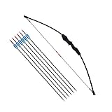 kaimei 38' Archery Bow and Arrow Set Start Recurve Bow Outdoor Sports Game Hunting Training Toy Gift Bow Kit Set with 6 Arrows 18 Lb for Kids Children Teens Youth