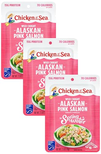 Image of Chicken of the Sea Alaskan Pink Salmon, 2.5 Ounce Packet (Pack of 3), Wild Caught Salmon, Skinless & Boneless