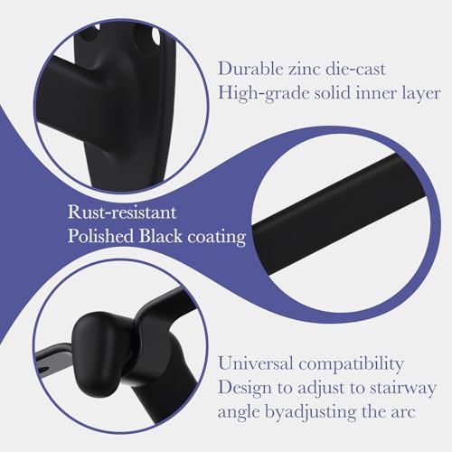 Supports de rampe d'escalier HOME MASTER HARDWARE robustes noir mat x3 - 5