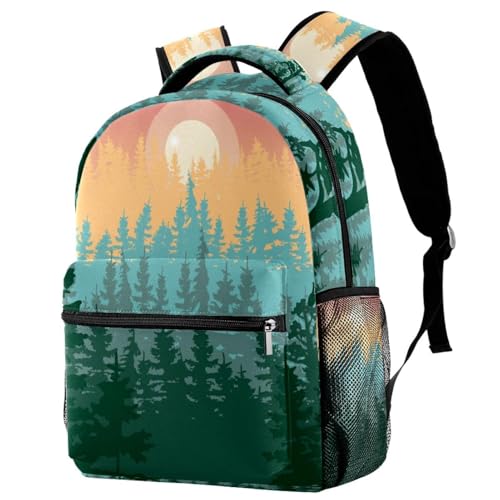 Sac à dos d'école forêt de pins 29x20x40cm pour ados et filles