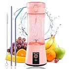 13.5oz Portable Blender for Smoothies, Shakes, and Juices - USB Rechargeable Mini Blender Cup With Protection Design for Home, Office, Outdoors - Multi-purpose Pink A5282