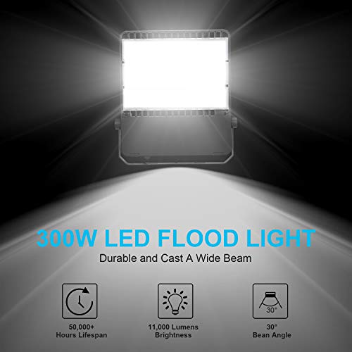 Ledmo Outdoor Stadium Lights, High Power Led Floodlights For Sports Field, Basketball Court, Parking Lot, Industrial Area 300W, 5000K (2Pack) #TOP5
