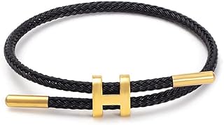 ARDILLA JW Bracelet with Adjustable Design Polished H Shape Buckle, Bracelets for Women, 18k Gold-plated Buckle Design Titanium Steel Wire Rope Women's Gift Jewelry