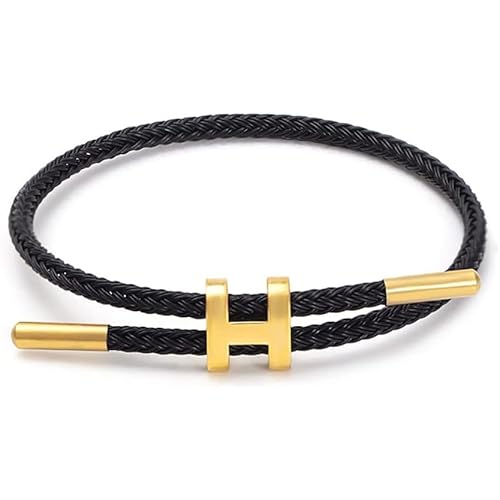 ARDILLA JW Bracelet with Adjustable Design Polished H Shape Buckle, Bracelets for Women, 18k Gold-plated Buckle Design Titanium Steel Wire Rope Women's Gift Jewelry