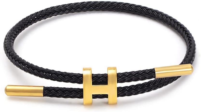 Bracelet with Adjustable Design Polished H Shape Buckle, Bracelets for Women, 18k Gold-plated Buckle Design Titanium Steel Wire Rope Women's Gift Jewelry