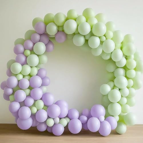 Image of Regular Balloon Combo For Decoration with Glue Dots & Balloon Arch Strip - Party Decor Set For Easy Party Setup (PURPLE GREEN, 100)