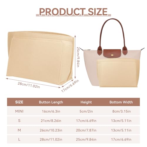 LUOJINYI Organiseur de sacs pour Le Pliage - Organiseur pour sac à main pour femme - Grande capacité(Beige, L) – vue 2