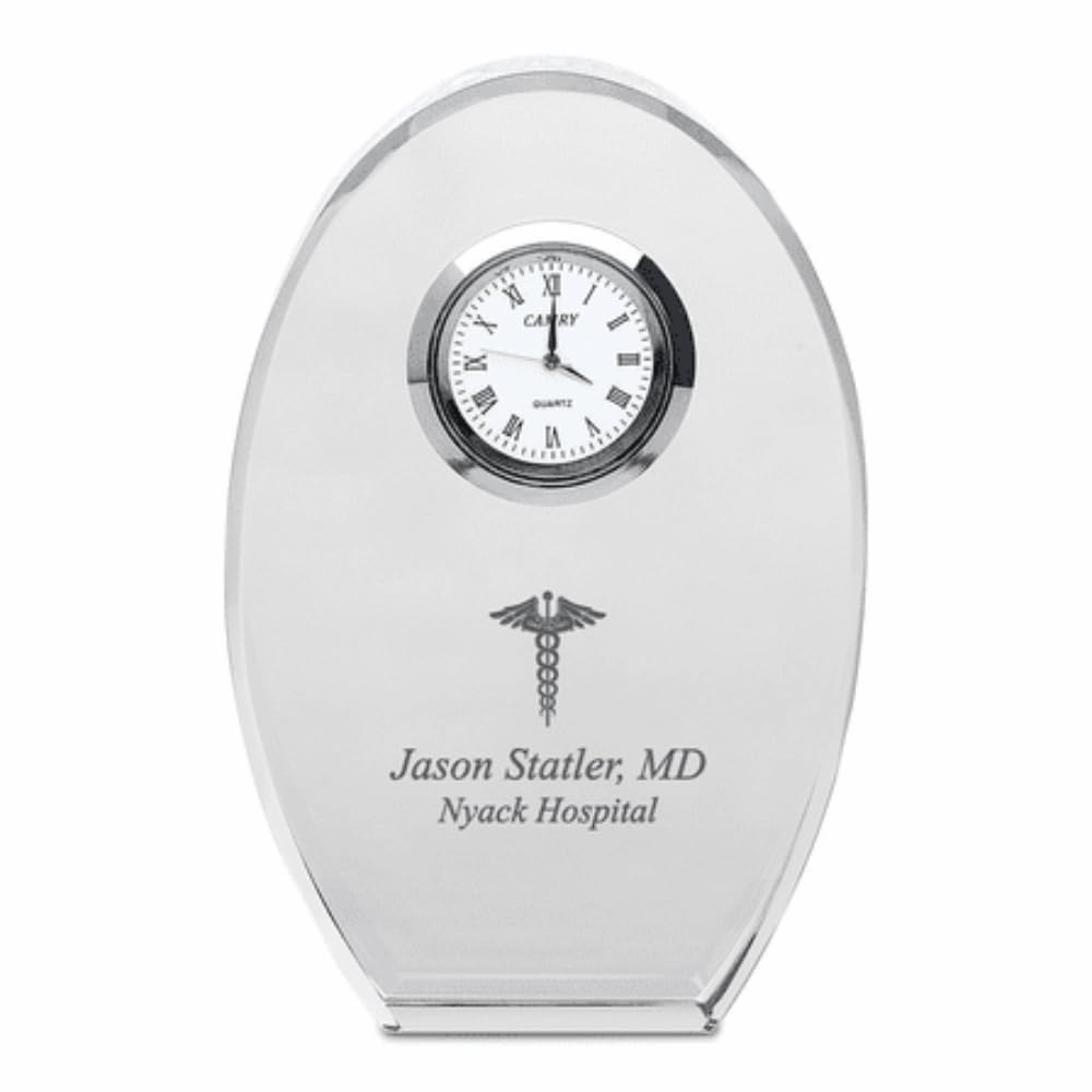 Executive Gift Shoppe Doctor Personalized Oval Crystal Desk Clock