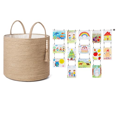 Mkono Woven Storage Basket and Art Display for Kids Artwork