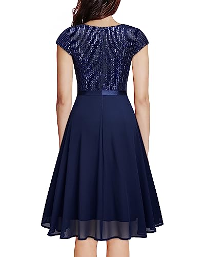 MISSMAY Women's Elegant Glitter Sequin Ruffle Style Cocktail Prom Dress2