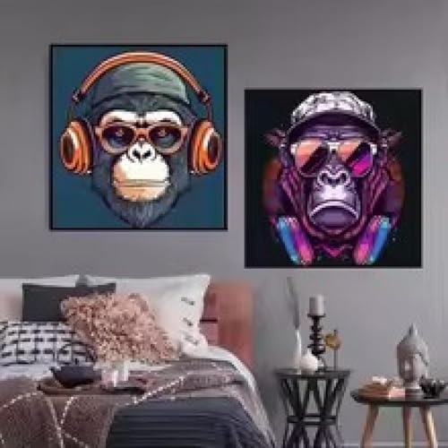 Peinture sur toile singe singe orang-outan dessin animé 55x55cm