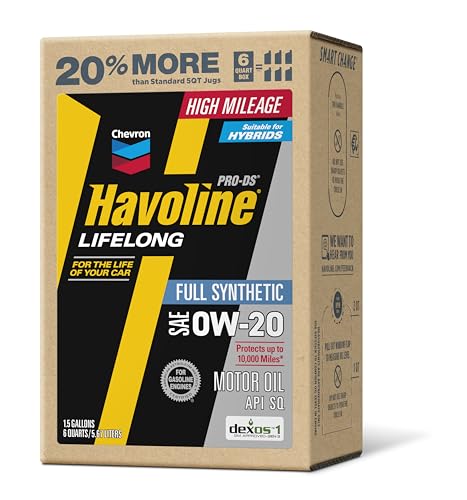 Image of Havoline Motor Oil 0w20 PRO-DS Lifelong Full Synthetic Smart Change Engine Oil, 0W-20, 6 Quarts, Pack of 1