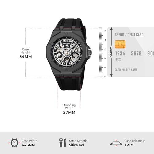 Image of SKMEI Automatic Skeleton Watch, Mechanical Dial, 30M Waterproof, Stainless Steel Band Fashion Gift Watch for Him - M036