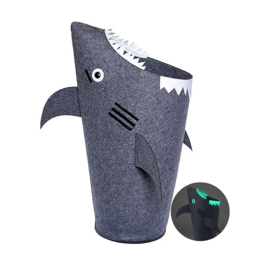 Image of Pikl glow in the dark Shark Hamper for kids Unique Patented design large durable ideal for toy storage Kids laundry hamper boys hamper shark laundry basket kids laundry baskets kids hamper baby girls
