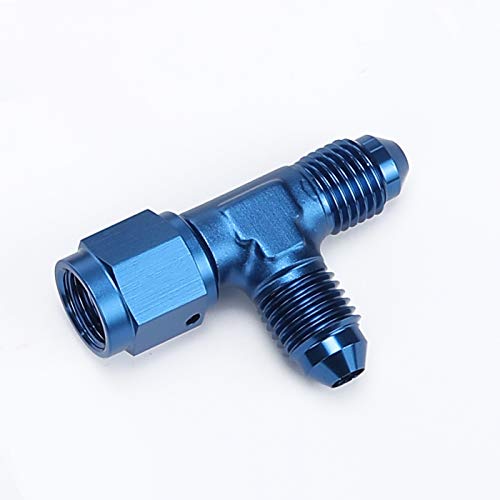 Blue Aluminum -4AN -4AN Male Flare Tee Fitting With AN4 Female Swivel On Run Adaptor