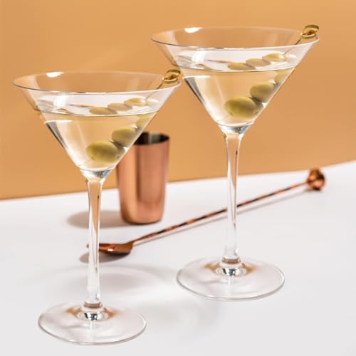 Image of VILON Italian Premium Martini Glasses Set of 10-Hand Blown Crystal Martini Glasses-Elegant Cocktail Glasses for Bar,Martini,Cosmopolitan,Manhattan, Gimlet,Pisco Sour 180 ML(180 ML, 10)
