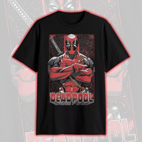 Marvel Deadpool T-Shirt Men's Power Stance Splatter Design Adult Graphic Tee4