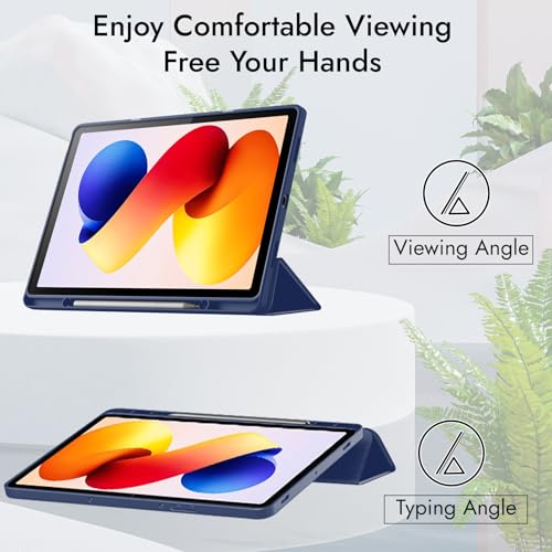 Image of Robustrion Cover for Redmi Pad 2 Pro 12.1 inch Cover Case with [Pencil Holder], Hybrid Cover Case for Redmi Pad 2 Pro Tablet Cover with Transparent Back [Auto Sleep Wake Support] - Navy