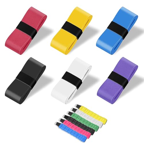 JOYVOX 6 Pcs Multicoloured Tennis Racket Grip Tape - Anti-Slip, Quick-Drying Overgrips for Tennis, Badminton, Squash Rackets, Super Absorbent Overgrip Tape for Handles (6 Colors)
