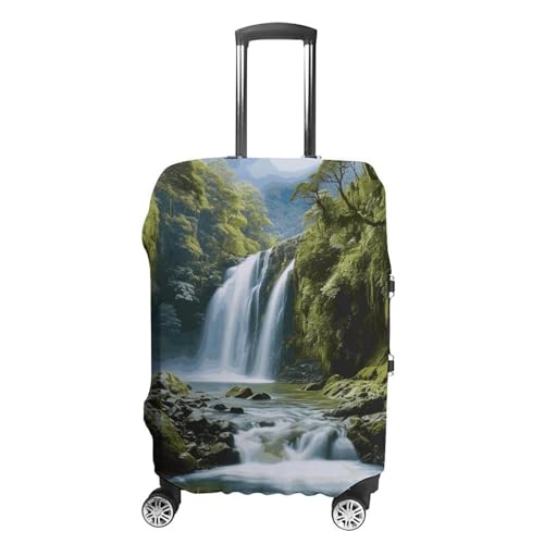 Waterfall Landscape Painting Printed Luggage Cover Protector, Fits 18-32 Inch Luggage