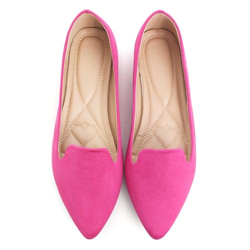 Image of Dear Time Women's Pointed Toe Ballet Flats Simple Casual Office Work Flats Slip-on Comfortable Shoes