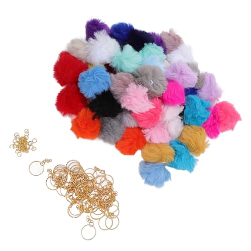 Porte-clés pompons EMUKOEP lot de 50 pièces en 25 couleurs assorties pour sacs