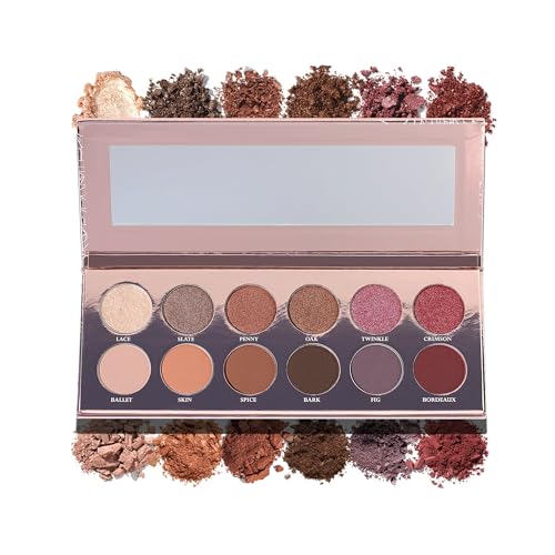 Girlactik Essential Eyeshadow Palette 12-Color | Matte & Metallic Shades, Long-Wear, Blendable Eye Makeup for Everyday & Smoky Looks | Cruelty-Free Beauty
