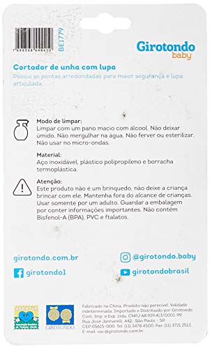 Girotondo Baby BE1779 Cortador de Unhas com Lupa, Cinza