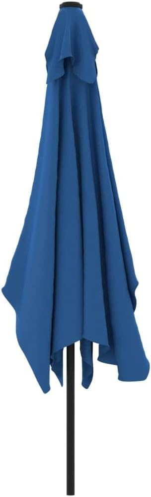 vidaXL Rectangular Outdoor Parasol in Azure - UV-Protective Polyester Cover with Steel Pole, Air Vent, and Crank Mechanism, 118"x78.7"