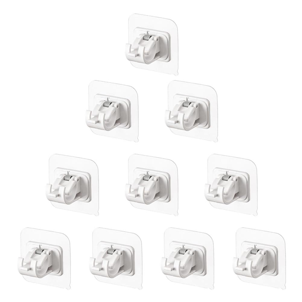 Lot de 10 supports de tringle adhésifs sans perçage pour rideaux parfaits pour la décoration de la maison Blanc