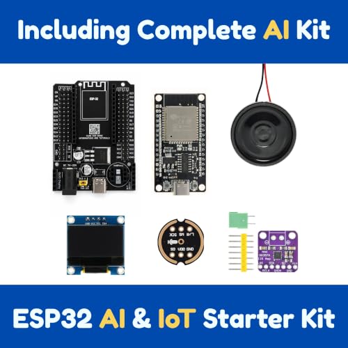 Image of ESP32 AI & IOT Starter Kit with ESP32 Type-C 30 Pin, AI-Expansion Board, INMP441 Microphone, MAX98357A Amplifier, OLED, RFID, Sensors, Servo, Stepper Motor & 30+ Components