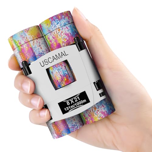 USCAMEL Compact Binoculars for Adults and Kids: 8x21 Small Binoculars Kids Age 4-8 - for Outdoor Bird Wathing Travel Hunting(Orange and Yellow)