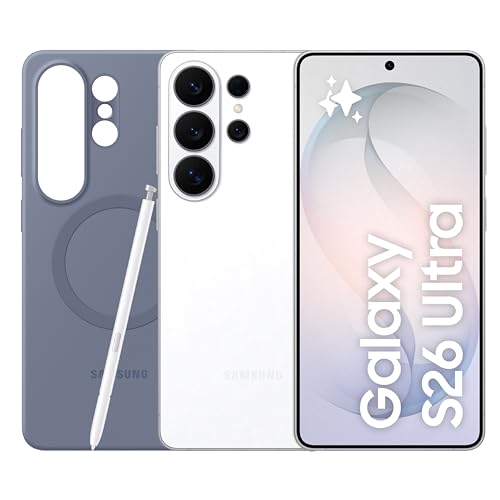 Samsung Galaxy S26 Ultra con Silicone Magnet Case Blue Violet, Smartphone AI 3 anni di Garanzia del produttore, 512GB, White