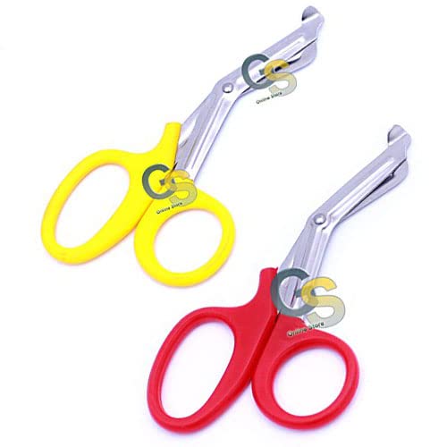 G.S 2 PCS (Yellow + RED) Paramedic Utility Bandage Trauma EMT EMS Shears Scissors 7.25 INCH Stainless Steel