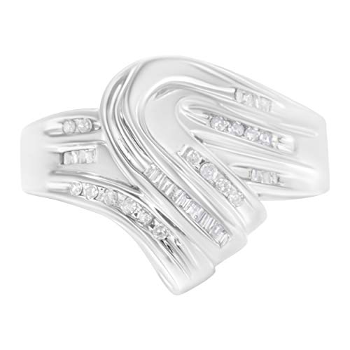 10KT White Gold 1/4 cttw Diamond Bypass Ring (H-I, I1-I2) - Size 7