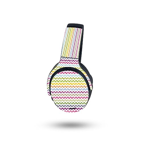 Image of MightySkins Carbon Fiber Skin Compatible with Skullcandy Crusher ANC 2 - Rainbow Chevron | Protective, Durable Textured Carbon Fiber Finish | Easy to Apply