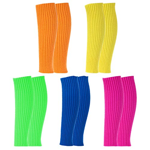 NEWITIN 5 Pack 80s Women Knit Leg Warmers Ribbed Leg Warmers for Party Accessories Sports