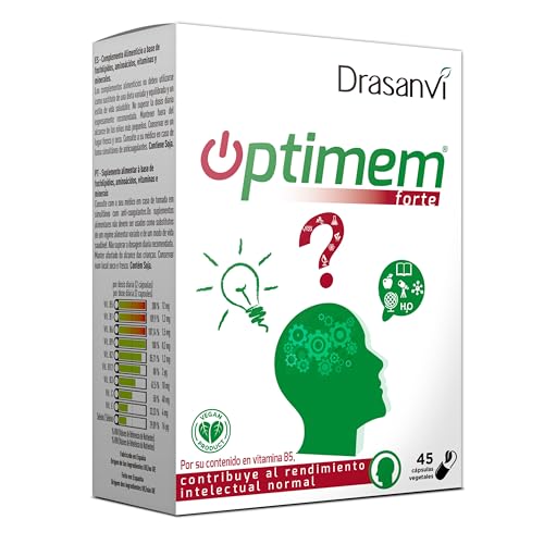 DRASANVI Optimem Forte con Fosfatidilserina, Fosfatidilcolina y Aminoácidos| Sistema Nervioso y rendimiento intelectual | con Vitaminas del Grupo B, ácido fólico y Selenio |45 Cápsulas = 22 Días