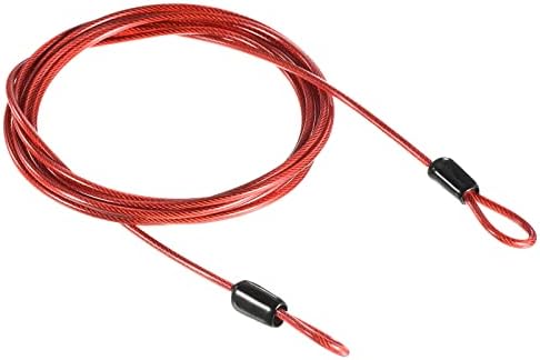 PATIKIL Security Steel Cable 2.5mm x 0.5m/1.64ft Coated Luggage Lock Wire Rope with Double Loop Black