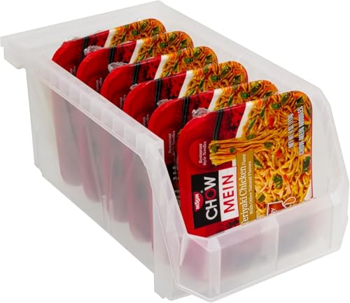 ReadySpace Kunststoffbehälter zur Organisation und Aufbewahrung, für Schrank, Küche, Büro, Garage oder Speisekammer, stapelbare Behälter, groß, 37,59 x 20,32 x 17,78 cm, 6 Stück, transparent