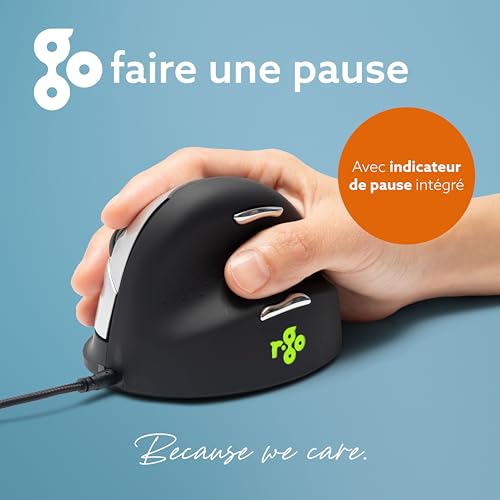 Souris ergonomique verticale filaire USB anti-douleur poignet pour droitier noir