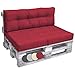 Beautissu Set de 2 Coussin Palette Eco Elements – 1x Coussin d'assise 120x80 cm & 1x Coussin Dossier 120x40 cm Confortable Coussin Lounge Extérieur & Intérieur pour Salon Jardin – Rouge